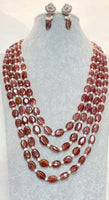 Strawberry Quartz  And Freshwater Pearl Necklace With Earring Set