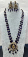Amethyst Beads Necklace with Victorian Pendant and Earrings