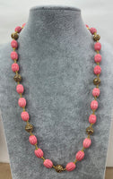 Coal Color Resin Watermelon Shape Beads Necklace 24KT Gold Plated Beads