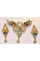 Pearl and Multi Color Cubic Zirconia Pendant and Earring Set MCZP-1