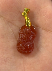 Light Hessonite Color Jade Ganesh Pendant 24mmx14mm