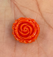 resin Orange Two Sided Flower (15mmx14mm) (Sold Per Strand)