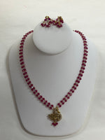 Chetan Ruby And Swarovski Crystal  Necklace With Earring Set (24K Gold Plated Beads Duck Pendent)