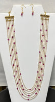 6-Strand Natural Ruby With Pearls Necklace Set
