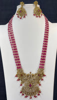 Chetan Ruby With Swarovski Pearl Necklace With Earring Set (Victorian Pendent And Earring Set)