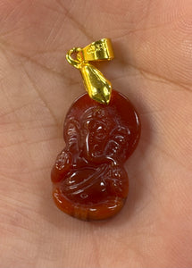 Dark Hessonite Color Jade Ganesh Pendant 24mmx14mm