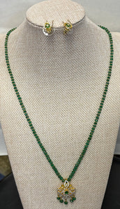 natural Russian Emerald Necklace With Earring Set (24k Gold Plated beads)