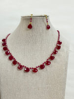 Chetan Ruby Drop Necklace Set with 24kt Gold-Dipped Beads