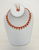 Carnelian Necklace With Earrings Set (24k Gold Plated Beads)