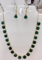 Green Onyx and Swarovski Pearl with 24kt gold beads
