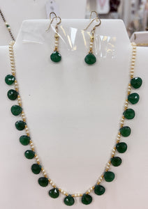 Green Onyx and Swarovski Pearl with 24kt gold beads