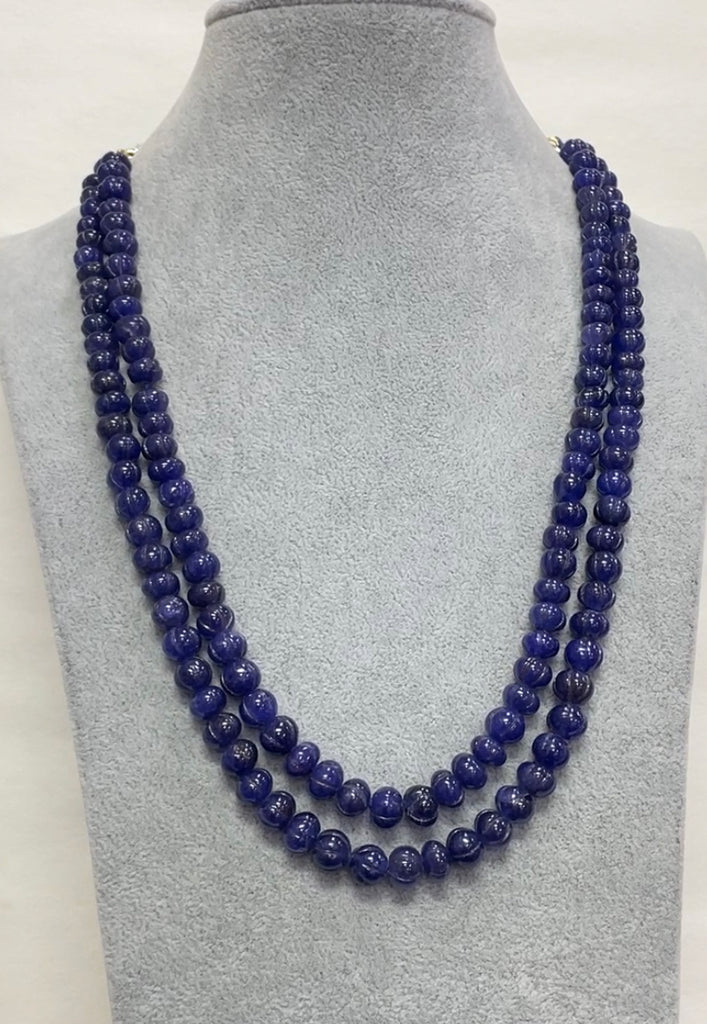 Navy Blue Color Pumpkin Quartz Beads Price Is For Single Strand (2-Lines Will BE $40)
