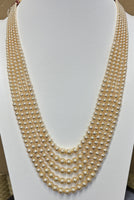 5 Line Swarovski Pearl  Necklace In Gold