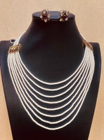 Multi- strand Pearl Necklace set with earring