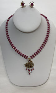 Chetan Ruby With Swarovski Crystal Necklace with Earring