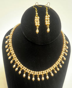 Swarovski Pearl and 24K gold plated beads Necklace set with earrings