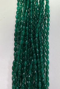 Faceted Emerald Color Jade Barrel 4.5mm x 6.5mm
