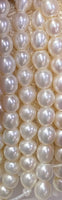 Freshwater Rice Shape Pearl With (Big 3mm Whole) (8mmx8.5mm) (Sold Per Single Strand)