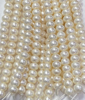 Freshwater Button Pearl With ( Big 3mm hole) (7.5mmx9.5mm)(Sold Per Single Strand)