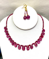 Naturaly-Color AAA-Quality Ruby Drop Necklace Set