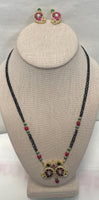 Spinal Necklace And Earring Set With Kundan Pendent  Earring Set And Ruby Emerald Beads