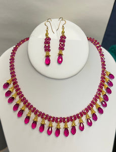 Swarovski Crystal Necklace With Earring Set (24k gold coated beads)