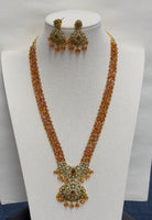 Swarovski Crystal Necklace With Earrings Set (24Kt Gold Plated Beads)(Victorian Pendent And Earrings)