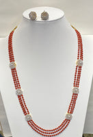 Taiwan Coral Necklace With Earring Set (24K gold plated Beads)