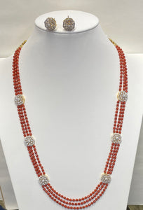 Taiwan Coral Necklace With Earring Set (24K gold plated Beads)
