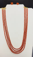 RED FACETDE CORAL NECKLACE SET WITH EARRINGS