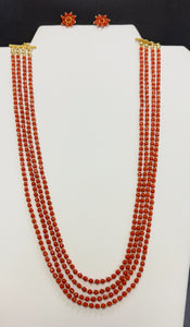 RED FACETDE CORAL NECKLACE SET WITH EARRINGS
