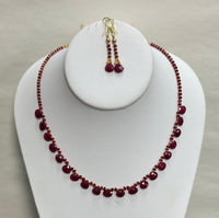 Natural African Ruby Necklace With Earring Set(24k Gold Plated Beads)