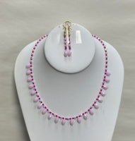 Swarovski Crystal And Chetan Ruby Necklace With Earring Set