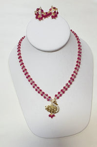 Chetan Ruby with Swarovski Crystal Necklace Set