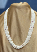 16-Strand Necklace With Pink Beads And Sugar Pearl