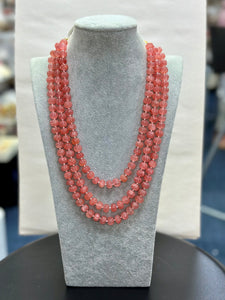 Strawberry  Quartz Pumpkin Beads with Sugar Pearl Sold per Single Strand (3 Strands $60)