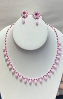 Swarovski Crystal And Chetan Ruby Necklace With Earring Set