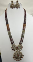 Yellow Sapphire Necklace Set With Victorian Pendant And Earrings Set