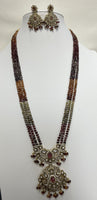 Yellow Sapphire Necklace Set With 24 KT Plated Gold Beads