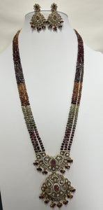 Yellow Sapphire Necklace Set With Victorian Pendant Set