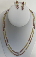Natural yellow Sapphire Necklace Set With Fresh Water Pearl