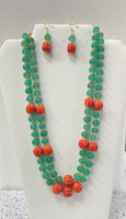 Pumpkin Shape Quartz An Coral Pumpkin Shape Necklace With Earring Set (1g Gold)