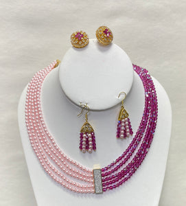 Swarovski Pearl With Swarovski Crystal Necklace With Earring Set