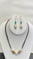 3-String Spinel Necklace Set with 24kt Gold Plated Beads With Freshwater Pearl, and Fancy Beads