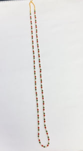 Jade, Red Coral, and Freshwater Pearl Necklace Chain