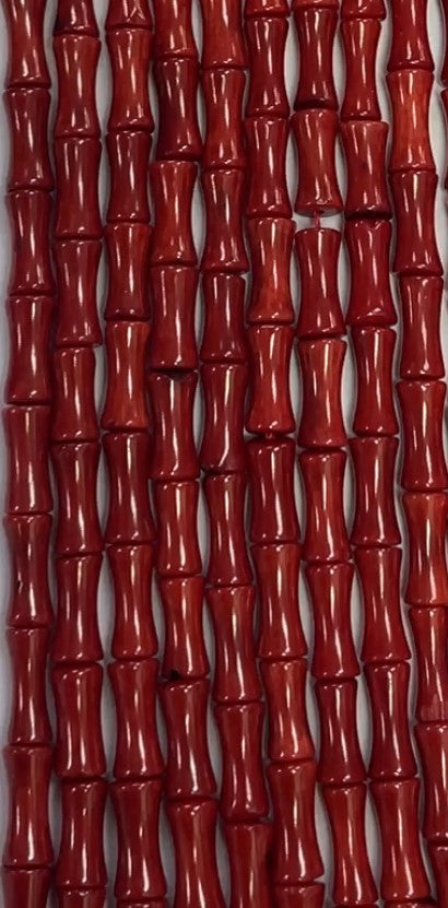 Taiwanese Red Coral Bamboo-Shape 3mm-4mm x 9mm-9.5mm