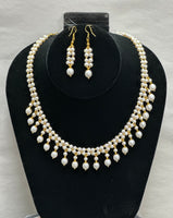 Freshwater Pearl Necklace With Earrings Set (24k Gold Plated Beads)