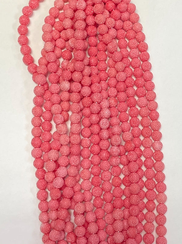 Pink Carved Beads (8mm) (raisin)(price is for single strand not full bunch)