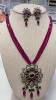 Lab Created Chetan Ruby With Swarovski Crystal And Victorian Pendent And Earring Set