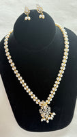 Freshwater Pearl Rice Shape Necklace With Pendent And Earring Set (24k Gold Plated Gold Beads)